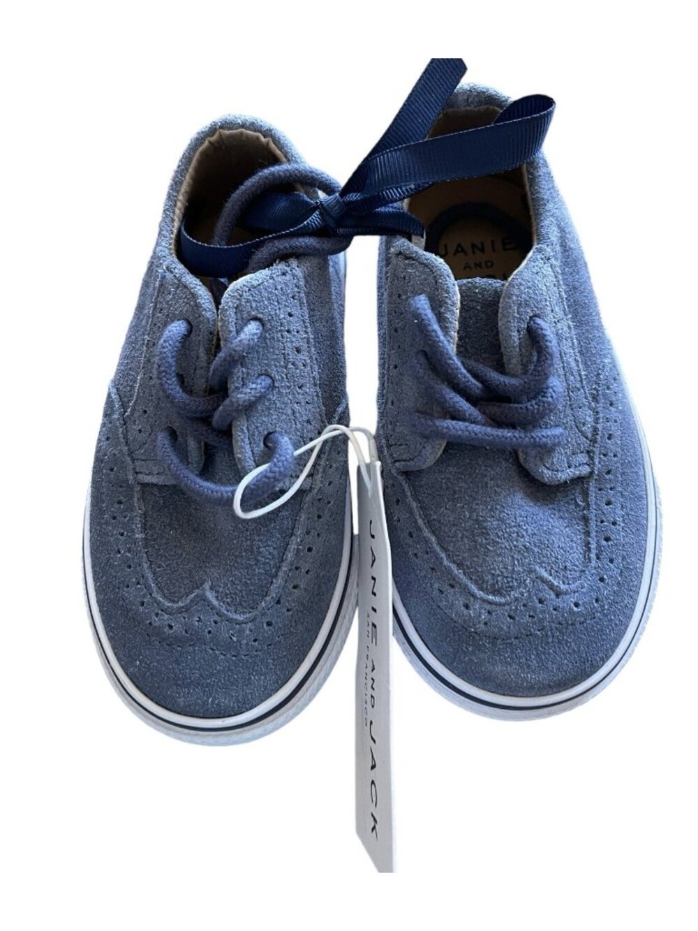 Janie And Jack‎ Shoes Boys Size 6 Blue Suede Wingtip Lace Up